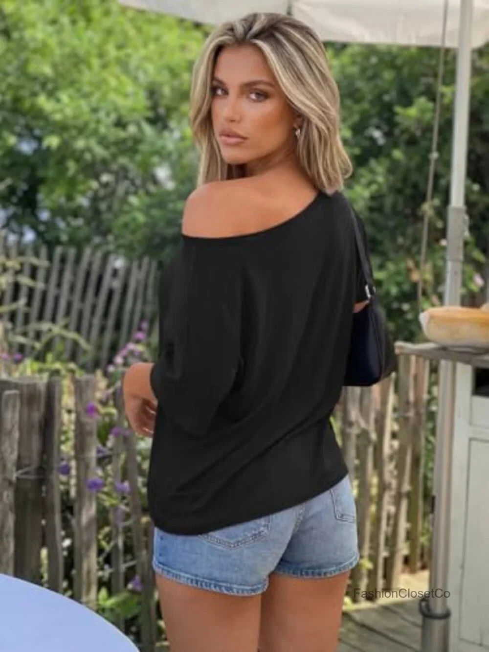 Off Shoulder Oversized T-Shirt Short Sleeve Tee Summer Y2K Top Loose Fit - Picture 5 of 7
